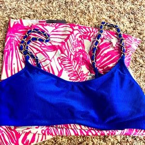 NWT lily Pulitzer swim top. Straps gold chains. Size 10